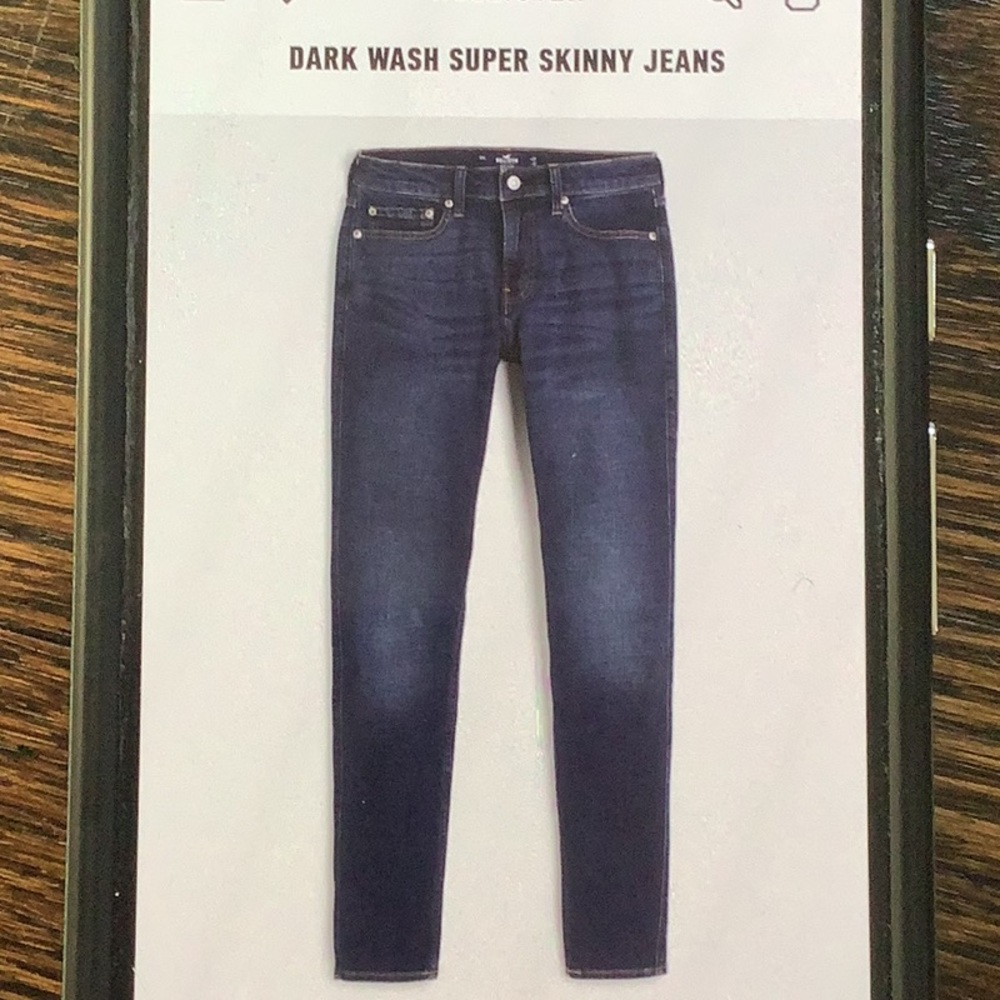 Hollister men’s super skinny dark wash jeans 31 waist, 30 length